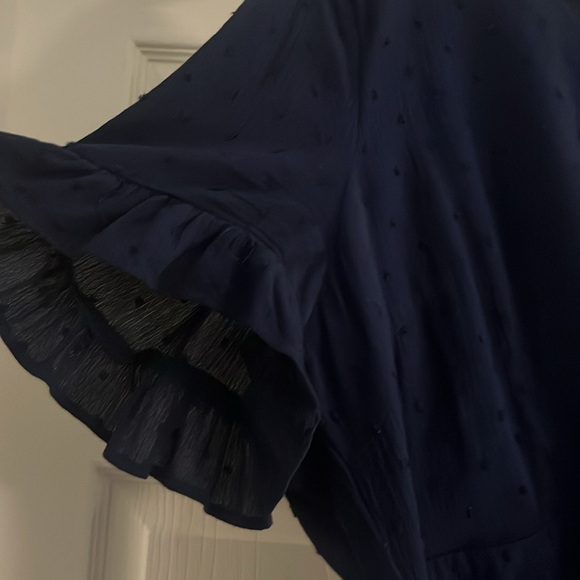 Lulus Navy Ruffle Wrap Dress - Picture 3 of 6